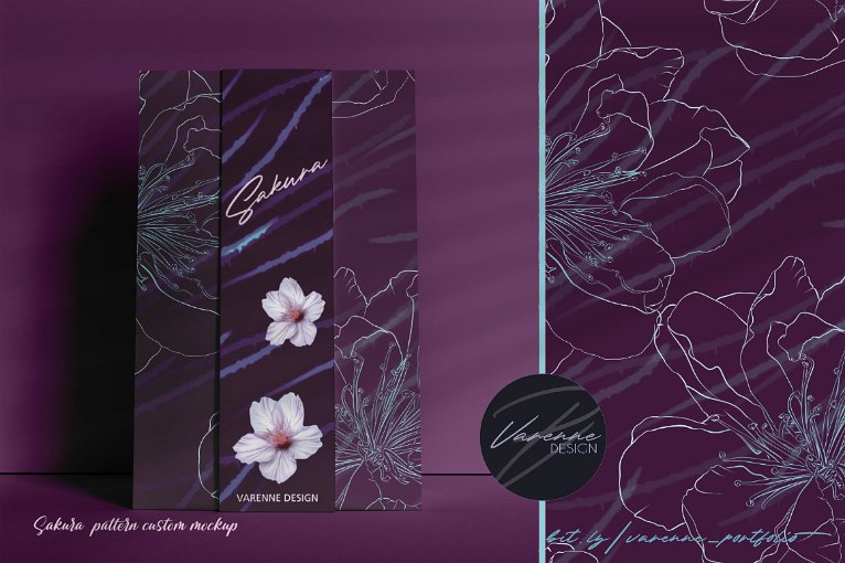 Sakura, design de surface sans couture • Varenne Design