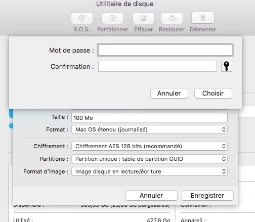Mac OS - Chiffrer le contenu d'un dossier avec l'utilitaire de disque