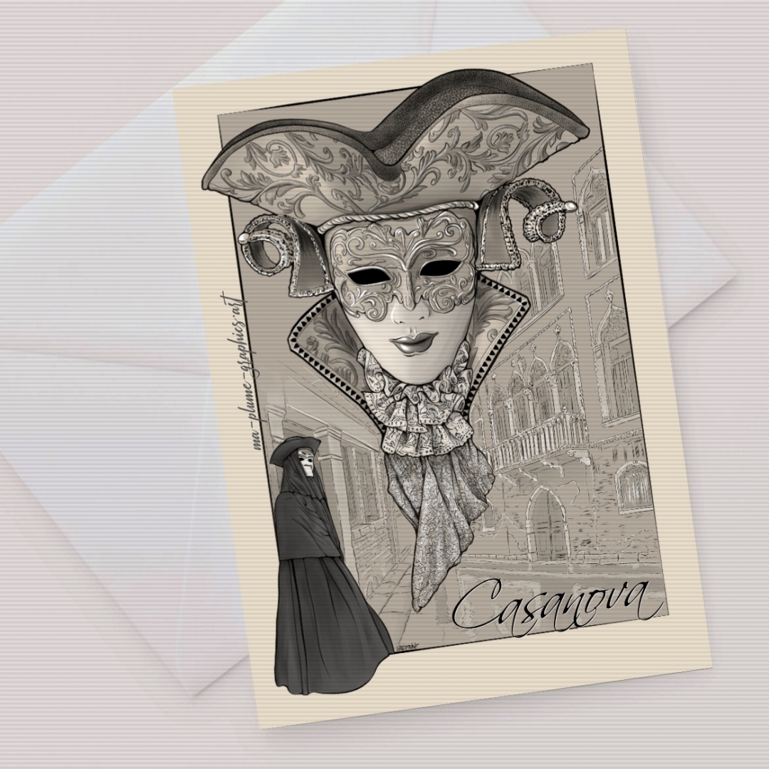 Masque de Venise : Casanova - Illustration Ma Plume Graphics